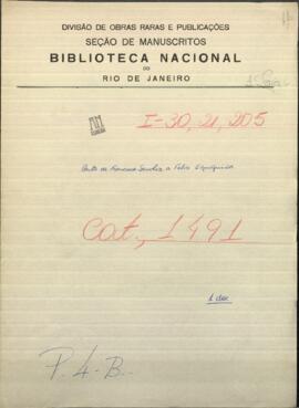 Carta de Francisco Sánchez, Ministro del Exterior de Paraguay a Felix Egusquiza, Agente Comercial en Buenos Aires.