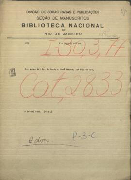 Dos notas del Señor Du Graty, dirigida a Jose Berges, Ministro de Relaciones Exteriores de Paraguay.