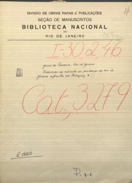 Traducción de artículos de periódicos de Río de Janeiro referentes al Paraguay.