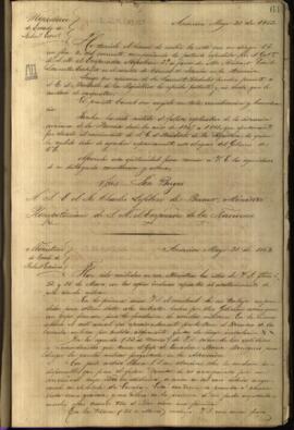 Oficio de José Berges Ministro de Relaciones Exteriores del Paraguay a Charles Lefebvre Becourt, Ministro de Francia en Paraguay.