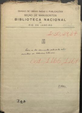 Indice de los papeles del Ministerio de Relaciones Exteriores de la República del Paraguay.
