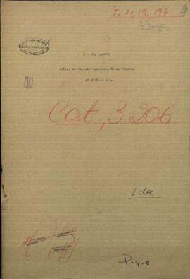Oficio del Coronel Vicente Barrios, dirigido al Pdte. de Paraguay, Francisco Solano López.