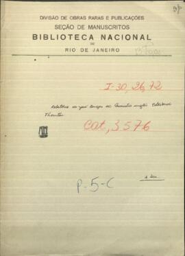 Relatorio de Jose Berges, Mtro. de Relaciones Exteriores de Paraguay al Mtro. ingles Edward Thornton.