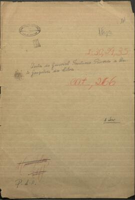 Carta del general uruguayo Fructuoso Rivera a Bento Gonçalves da Silva, jefe revolucionario en Río Grande del Sur,