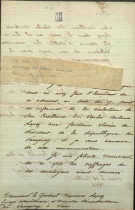 Carta del Ministro de Relaciones Exteriores de Francia, Drounyn de Lhuys Edouard, a Francisco Solano López.