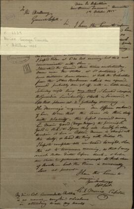 Oficio del Comandante del navío de guerra paraguayo, George F. Morice, al General Francisco Solano López.