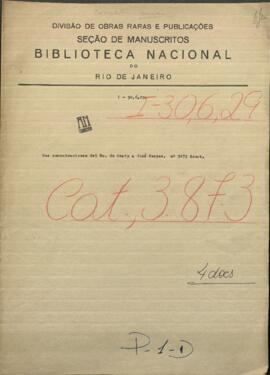 Dos comunicaciones del Señor Alfred du Graty dirigidos a Jose Berges, Ministro de Relaciones Exteriores de Paraguay.