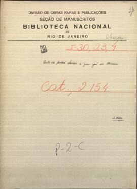 Carta del Ministro Plenipotenciario de Uruguay en Buenos Aires, Andrés Lamas, al Ministro de Uruguay, Juan Jose de Herrera.