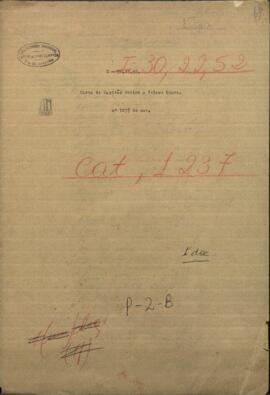 Carta del Capitán Morice al General Francisco Solano López, comunicando su llegada a Humaitá.