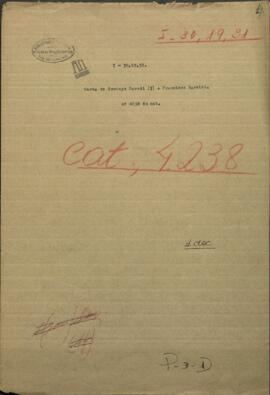 Carta de Domingo Parodi al Capitán de Corveta Francisco Bareiro, Mtro. de Guerra y Marina de Paraguay.