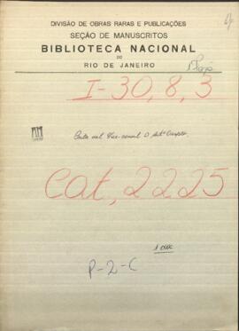 Carta del Vice-cónsul Dn. Antonio Crespo, dirigida a Jose Berges, Ministro de Relaciones Exteriores de Paraguay.