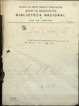 Cuenta mensual correspondiente al mes de junio de 1864, sobre ordenes de pagos, recibos, oficios, lista de trabajadores, etc.