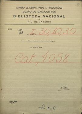 Carta del medico William Stewart al Ministro de Relaciones Exteriores de Paraguay, Jose Berges.