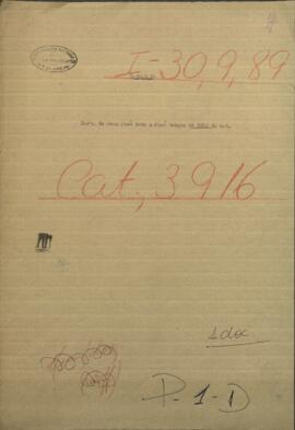 Carta de Juan José Soto a José Berges, Mtro. de Relaciones Exteriores de Paraguay.