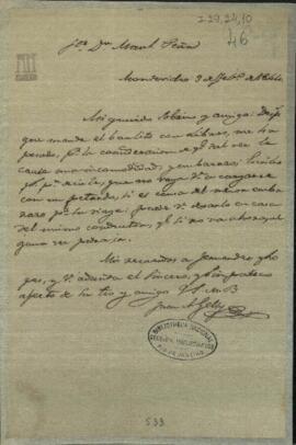 Carta de Juan Andres Gelly a Manuel Peña, enviado de Paraguay junto al gobierno de Buenos Aires.