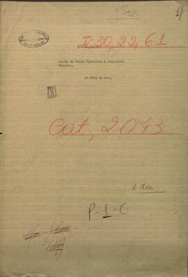 Carta de Felix Egusquiza, agente comercial de Paraguay en Buenos Aires a Francisco Sanchez, Ministro del Interior de Paraguay.