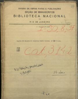 Papeles del Sargento de Infanteria Eucebio Caceres, Encargado de la Linea Telegráfica, dirigidas a Venancio López.