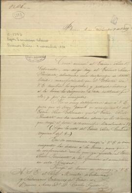 Oficio de Francisco Solano López, Ministro mediador entre los gobiernos de la Confederacion Argentina y Buenos Aires.