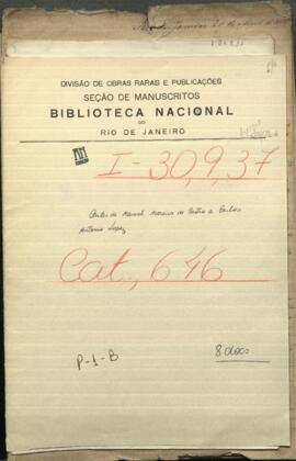 Cartas de Manuel Moreira de Castro, Cónsul General del Paraguay, en el Rio de Janeiro a Carlos Antonio López.