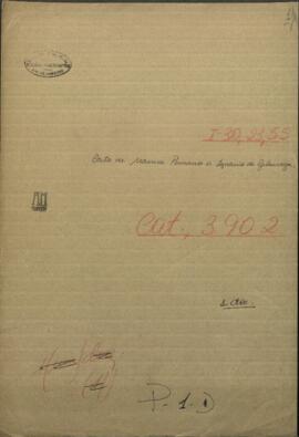 Carta de Maurice Pennano , a  Ignacio de Galarraga.