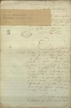 Oficio del Cónsul de Paraguay en Buenos Aires, Buenaventura Decoud, al Ministro de Relaciones Exteriores del Paraguay, José Falcón.
