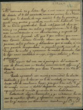 Carta de Manuel Peña, enviado de Paraguay, junto al gobierno de Buenos Aires, informando a Juan Andrés Gelly.