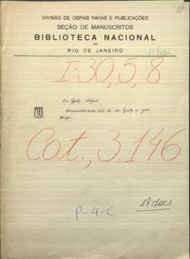 Comunicaciones del Señor du Graty, dirigidas a Jose Berges, Ministro de Relaciones Exteriores de Paraguay.