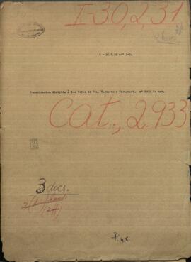 Comunicación en copia dirigida a los jefes de Ita, Yaguarón y Paraguari, del Ministro de Relaciones Exteriores de Paraguay Jose Berges.