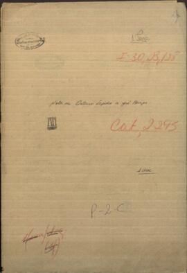 Nota del Ministro Extraordinario de Uruguay en Paraguay, Octavio Lapido al Ministro de Relaciones Exteriores de Paraguay, Jose Berges.