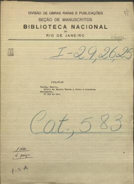 Oficio del Ministro de Relaciones Exteriores del Paraguay Benito Varela, al Cónsul de Brasil en este país, Pedro de Alcántara Bellegarde.