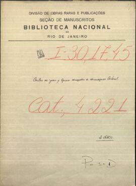 Cartas de Juan y Gracia dirigidos al Comandante del Campamento de Alto Paraguay.