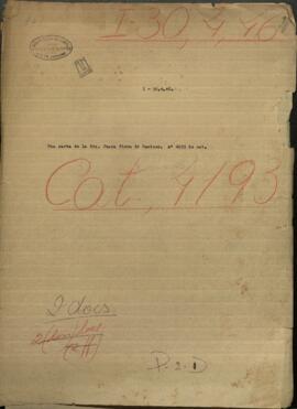 Una carta de la Sra. Juana Riera de Caminos, dirigida a Francisco Bareiro.