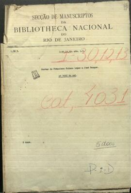 Sobres sin contenido de Francisco S. López, Presidente de Paraguay a José Berges, Ministro de Relaciones Exteriores de Paraguay.