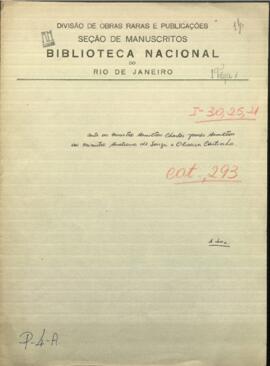 Carta del Ministro Plenipotenciario de Gran Bretaña en Brasil, Hamilton Charles James, al Ministro de negocios extranjeros de Brasil, Aureliano de Sousa y Oliveira Coutinho.