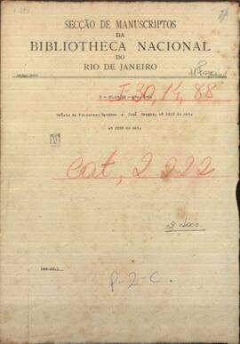 Oficio de Francisco Sanchez, Ministro de Gobierno del Paraguay a su colega, Ministro de Relac. Exteiores de Paraguay, Jose Berges.