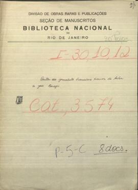 Cartas del periodista Francisco Xavier de Acha al Mtro. de Relaciones Exteriores de Paraguay, Jose Berges.