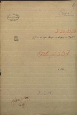Oficio del Ministro de las Relaciones Exteriores de Paraguay, Jose Berges, al Ministro de Argentina, Rufino de Elizalde.