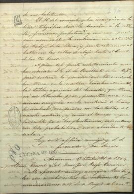 Carta de Jose Berges, Ministro de Relaciones Exteriores de Paraguay, a Jose Rufo Caminos, Cónsul General de Paraguay en la ciudad de Paraná.