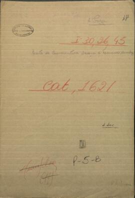 Carta de Buenaventura Seoane, Ministro Plenipotenciario del Perú del Brasil y Repúblicas del Plata, a Francisco Sanchez.