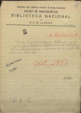 Carta dirigida a Alfred Blyth. de la firma inglesa John y Alfred Blyth, acusando recibimiento de una carta.