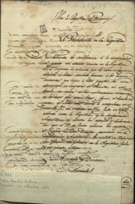 Decreto de Carlos Antonio López, presidente del Paraguay, a Benito Varela.