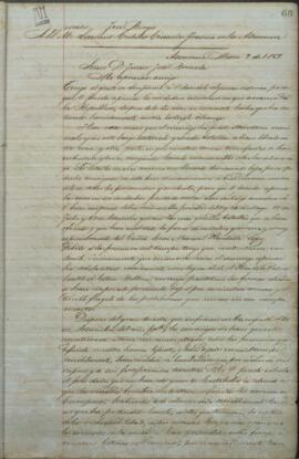 Carta de Jose Berges, Ministro de Relaciones Exteriores de Paraguay, a Jose Brizuela.