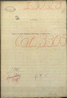 Carta de Don Felix Egusquiza, Agente comercial a Jose Berges, Ministro de Relaciones Exteriores de Paraguay.