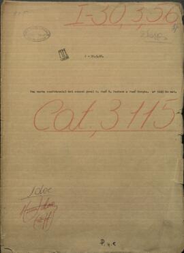 Carta confidencial del Cónsul Gral. D. Jose Rufo Caminos, dirigida a Jose Berges, Ministro de Relaciones Exteriores de Paraguay.