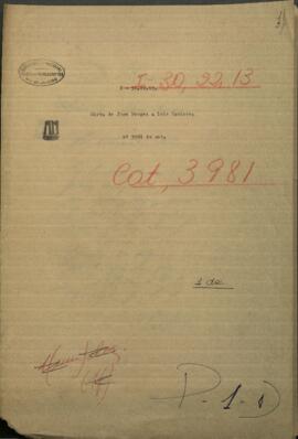 Carta de Jose Berges, Ministro de Relaciones Exteriores de Paraguay, a Luis Caminos.