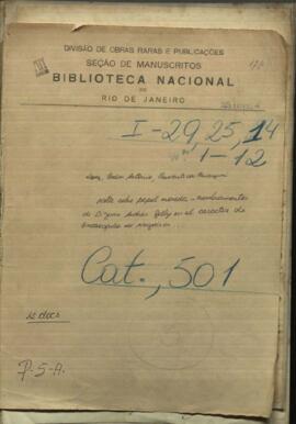 Nota sobre el papel moneda – nombramientos de Don Juan Andrés Gelly en el carácter de encargado de negocios.