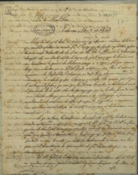 Carta de Francisco Lizardo Garayo a Manuel Peña, enviado de Paraguay junto al gobierno de Buenos Aires exponiéndole la situación difícil en que se encontraba.