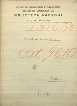 Una nota del Ministro americano, Charles A. Washburn a Jose Berges, Mtro. de Paraguay.