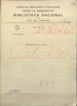 Comunicaciones del Sr. Brizuela, dirigidas al Ministro de Relaciones Exteriores de Paraguay, Jose Berges.