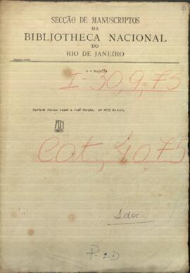 Carta de Julian López, solicitando a Jose Berges, Mtro. de Relaciones Exteriores de Paraguay.